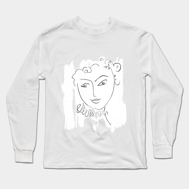 Denizko Art Woman Sketch Long Sleeve T-Shirt by denizko